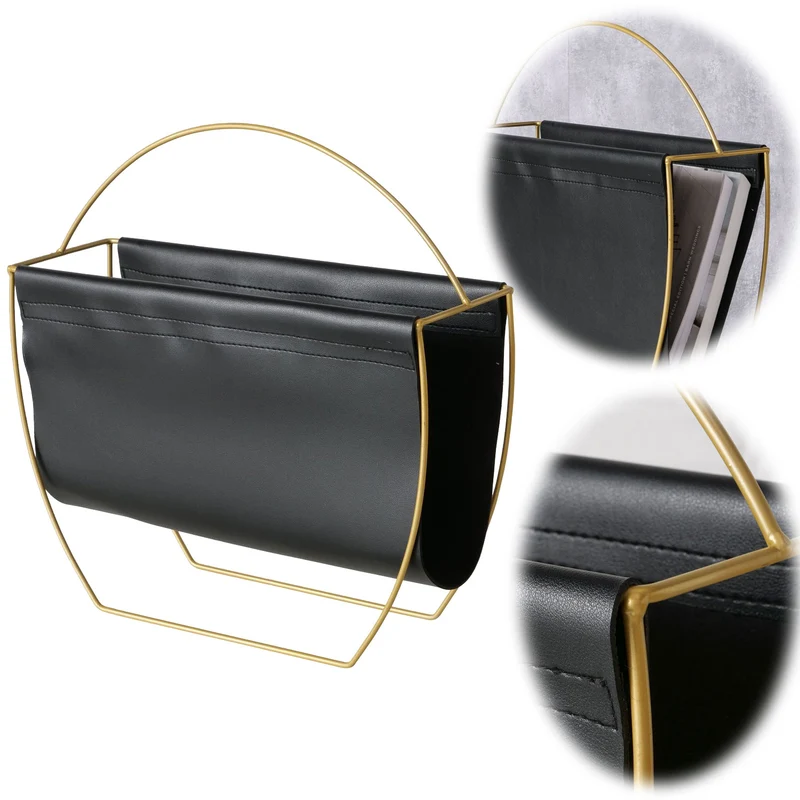 Eleganter Magazinständer Schwarz Gold 40cm Zeitungsständer Zeitschriftenständer