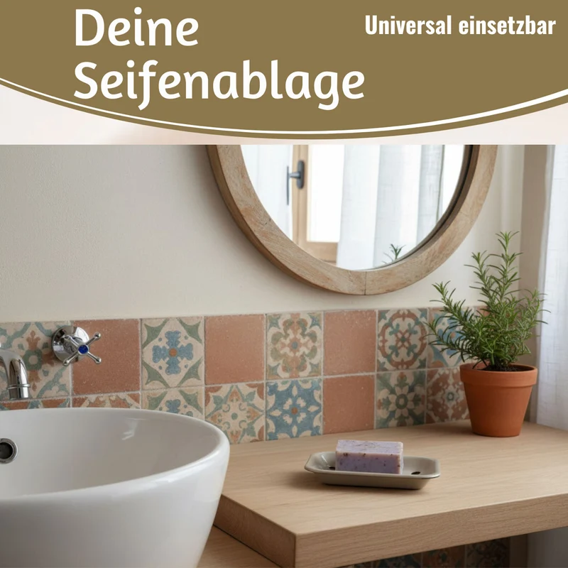 IB Laursen Emaille Seifenschale 2-tlg Beige 15cm mit Ablauf Altum Seifenablage