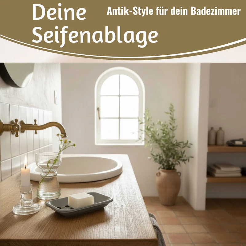 IB Laursen Emaille Seifenschale 2-tlg Grau 15cm mit Ablauf Altum Seifenablage