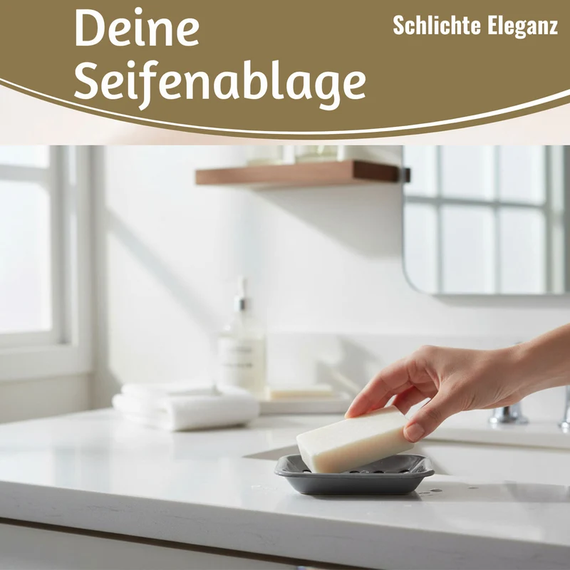 IB Laursen Emaille Seifenschale 2-tlg Grau 15cm mit Ablauf Altum Seifenablage