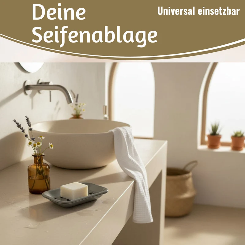 IB Laursen Emaille Seifenschale 2-tlg Grau 15cm mit Ablauf Altum Seifenablage
