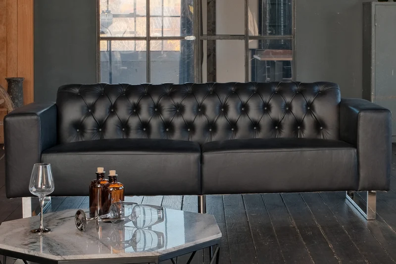 KAWOLA Sofa NILO Ledersofa 3-Sitzer Leder schwarz