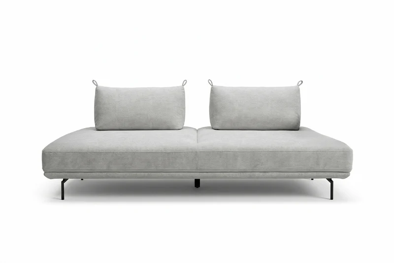 KAWOLA Sofa CANE Schlafsofa Daybed Stoff grau