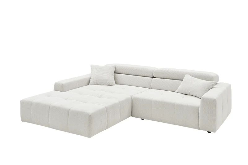 KAWOLA Sofa RENO Ecksofa Feincord weiß
