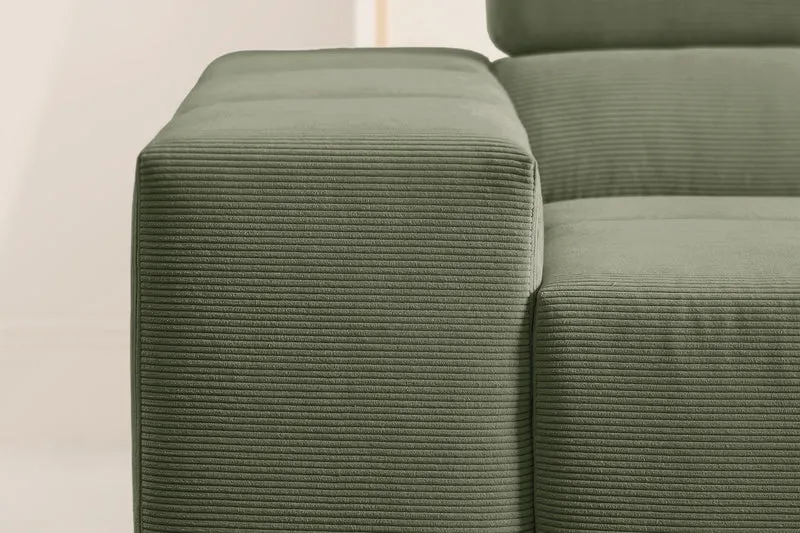 KAWOLA Sofa NEVADA Ecksofa Feincord olivgrün