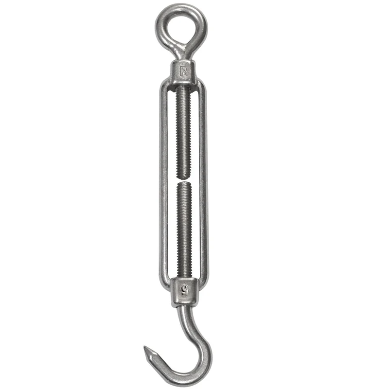 Edelstahl Spannschloss Spannschraube D-5mm - M5 - Haken+Öse - V2A - Seilspanner Segelspanner für Drahtseil - 11-17cm lang Wantenspanner Bruchlast 130kg