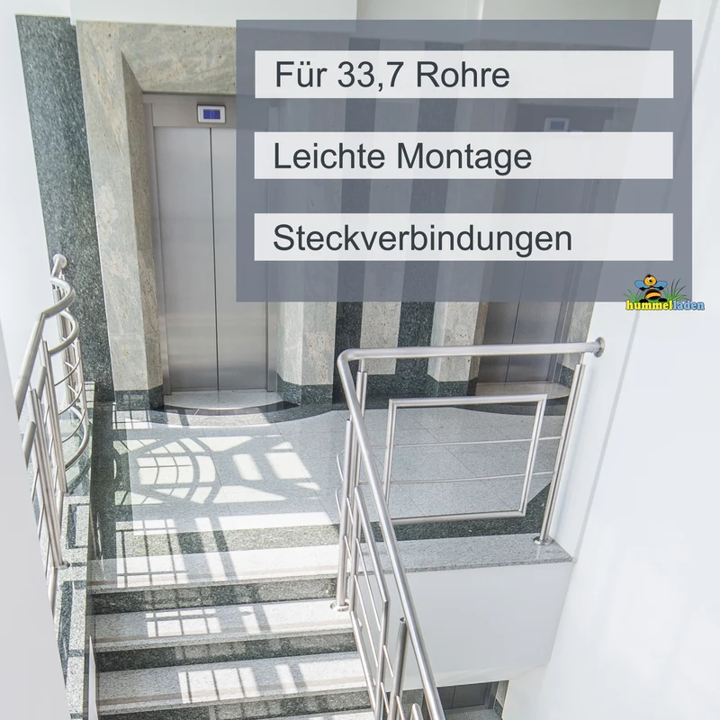 Edelstahl Endstück für 33,7 mm Rohre - Halbrund - V2A Fitting für Geländer Handlauf Balkon Endkappe gebürstet - Steckverbindung Press Kappe Stöpsel Stopfen Rohrendkappe Abdeckkappe Rohrstopfen