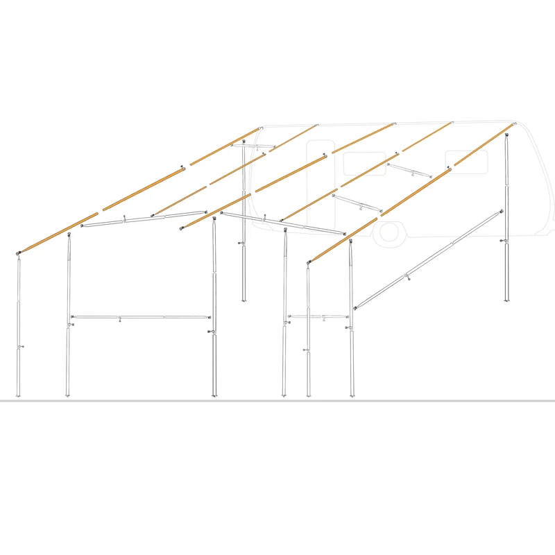 Aluminium Dachhakenstange Zeltstange - mit Klemme und Haken - teleskopierbar 210-290 cm - Ø28/25 mm 3 Teile - leicht stabil Ersatz Gestänge Zelt Vorzelt - Camping Teleskopstange Dachstange