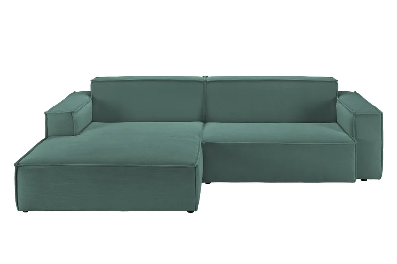 KAWOLA Sofa SAMU Ecksofa Feincord grün
