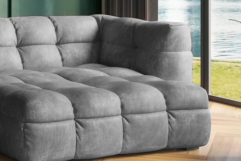 KAWOLA Sofa ROSARIO Ecksofa Velvet hellgrau