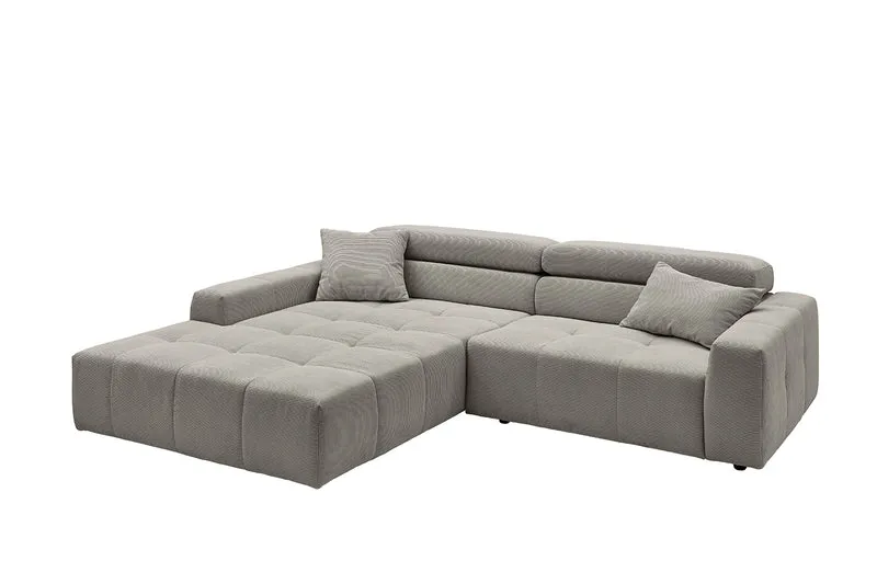 KAWOLA Sofa RENO Ecksofa Feincord grau