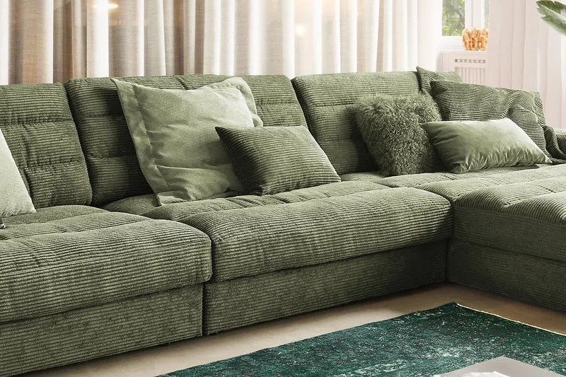 KAWOLA Sofa LANA XL Ecksofa Cord olivgrün