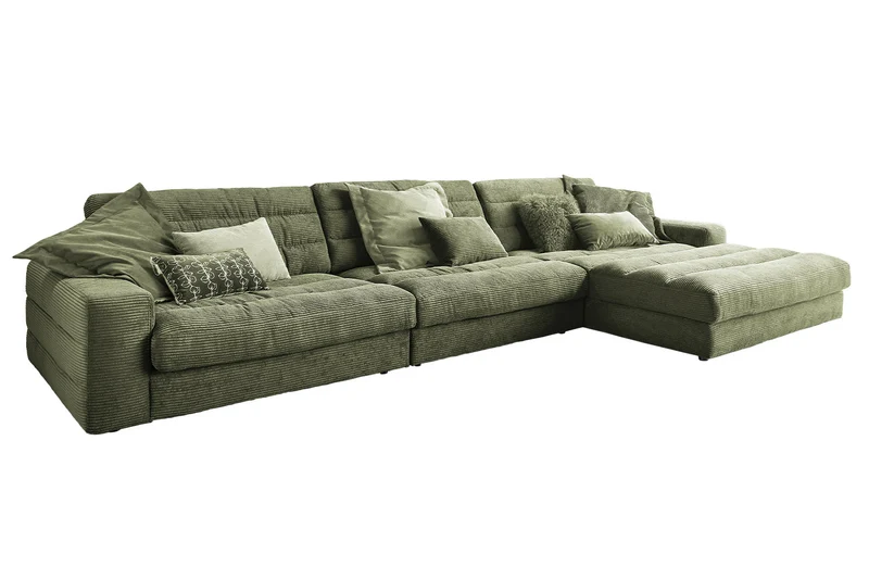 KAWOLA Sofa LANA XL Ecksofa Cord olivgrün