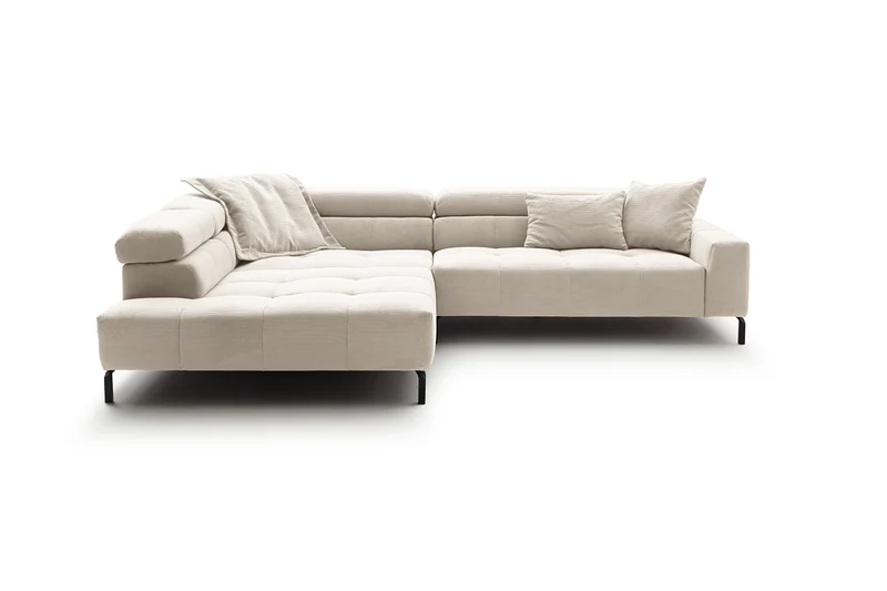 KAWOLA Sofa OHIO Ecksofa Feincord weiß