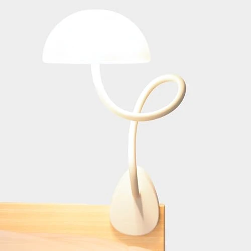 Smallish Shroommate Verstellbare Clip On Bed Light Nachttischlampe, Leselampe für Kinderzimmer, Schreibtisch, Kopfteil des Bettes, LED-Multicolor-Wechsel mit Adapter (Weiß)