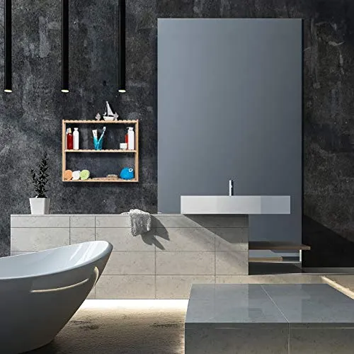 Relaxdays Wandregal Bambus, 3 Ablagen, HBT: 50 x 60 x 15 cm, natur