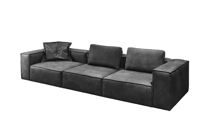 KAWOLA Sofa CARMO 4-Sitzer Leder anthrazit