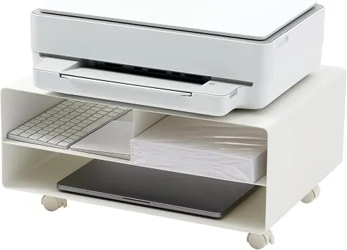 YAMAZAKI Tower Drucker-Regal mit Rollen, weiß
