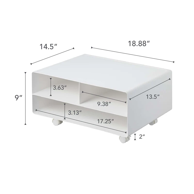 YAMAZAKI Tower Drucker-Regal mit Rollen, weiß