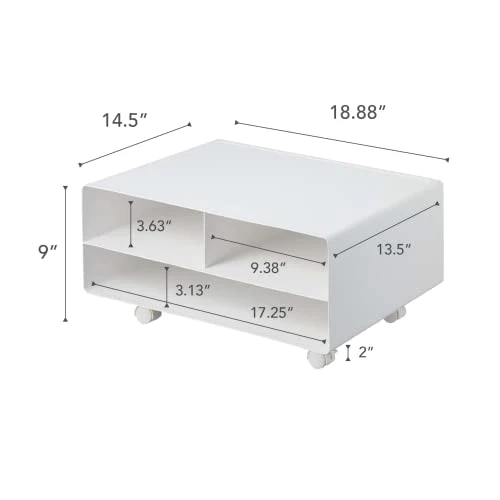 YAMAZAKI Tower Drucker-Regal mit Rollen, weiß