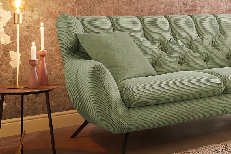 KAWOLA Sofa CHARME Cord olivgrün