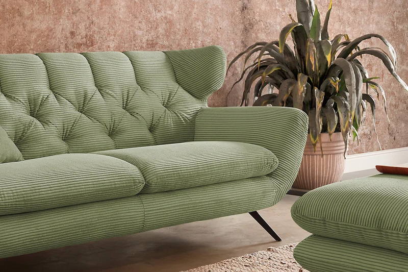 KAWOLA Sofa CHARME Cord olivgrün