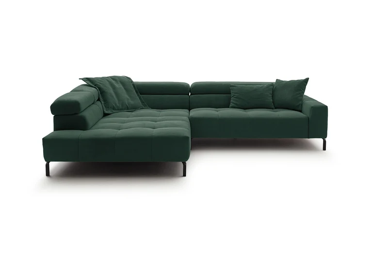 KAWOLA Sofa OHIO Ecksofa Feincord grün