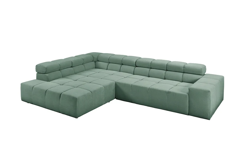 KAWOLA Sofa NEVADA Ecksofa Feincord grün