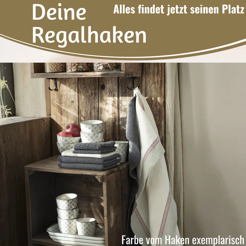 IB Laursen Doppel Regalhaken Schwarz Vintage Schrankhaken Kleiderhaken Deckenhaken