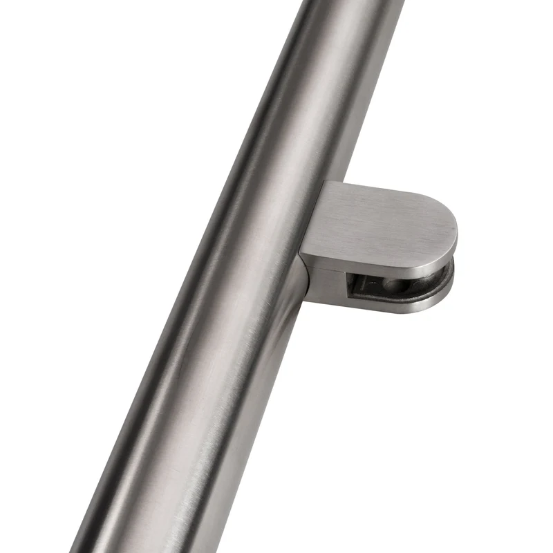 4x Edelstahl Glashalter halbrund für 10 mm Glas - Glasklemme rund für Rundrohre Geländer Sicherung