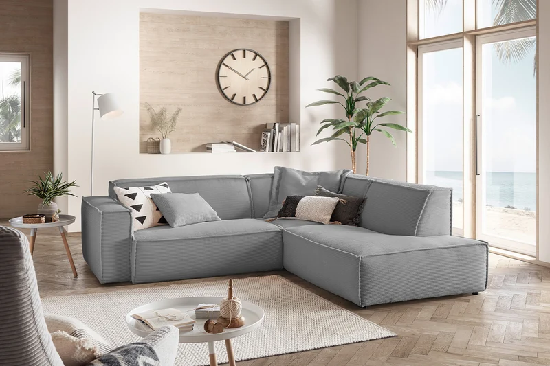 KAWOLA Sofa SAMU Ecksofa Cord grau