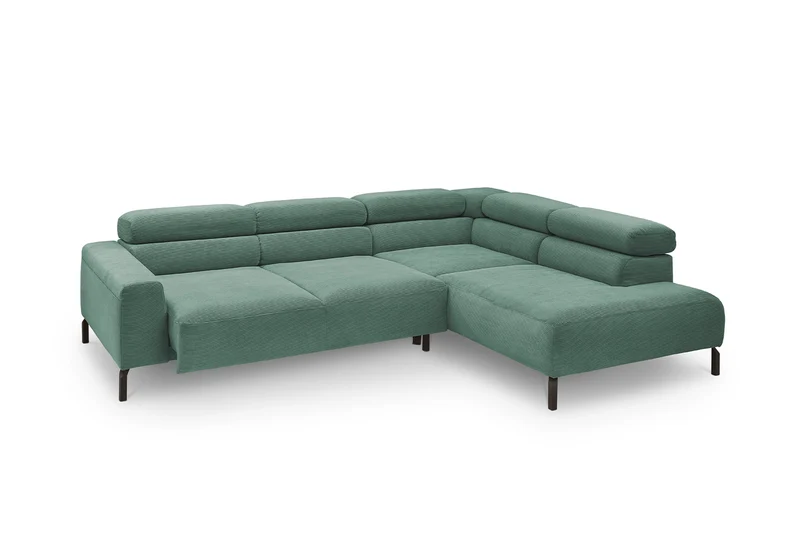 KAWOLA Sofa DELIA Ecksofa Feincord grün