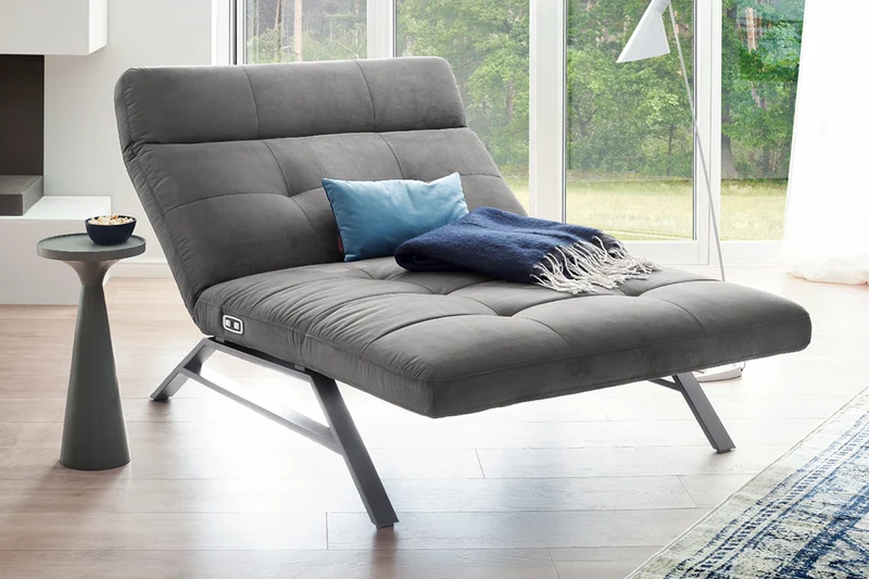 KAWOLA Doppelliege AMERIVA Relaxliege Maxi Velvet grau