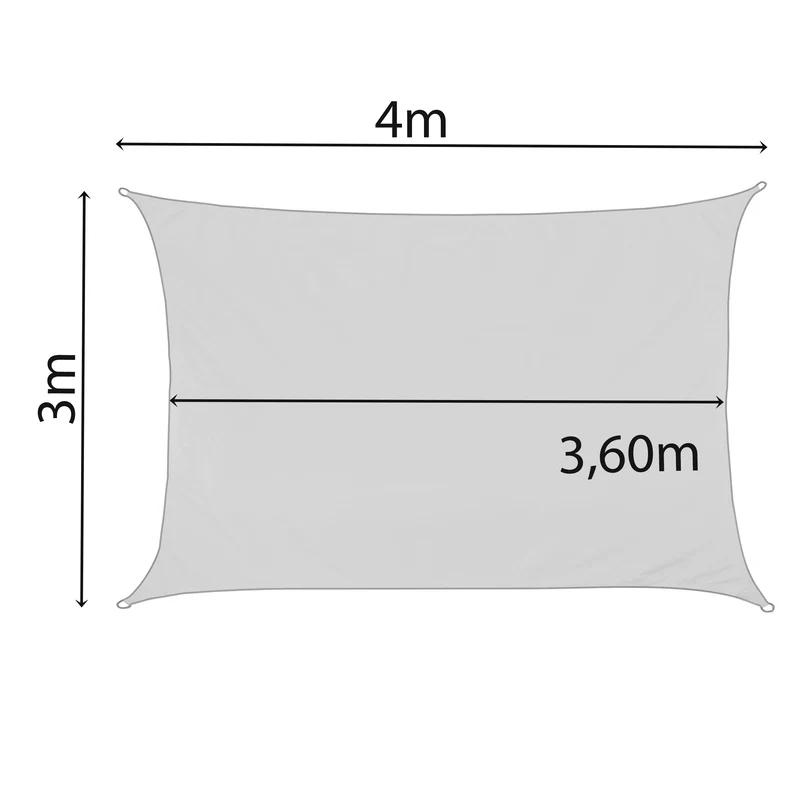 Sonnensegel 3x4 rechteckig - creme - Sonnenschutz atmungsaktiv - UV-Schutz Garten Terasse Camping