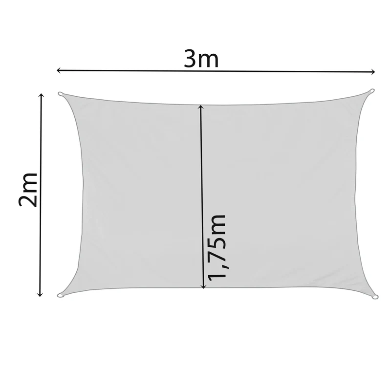 Sonnensegel 2x3 rechteckig - creme - Sonnenschutz atmungsaktiv - UV-Schutz Garten Terasse Camping