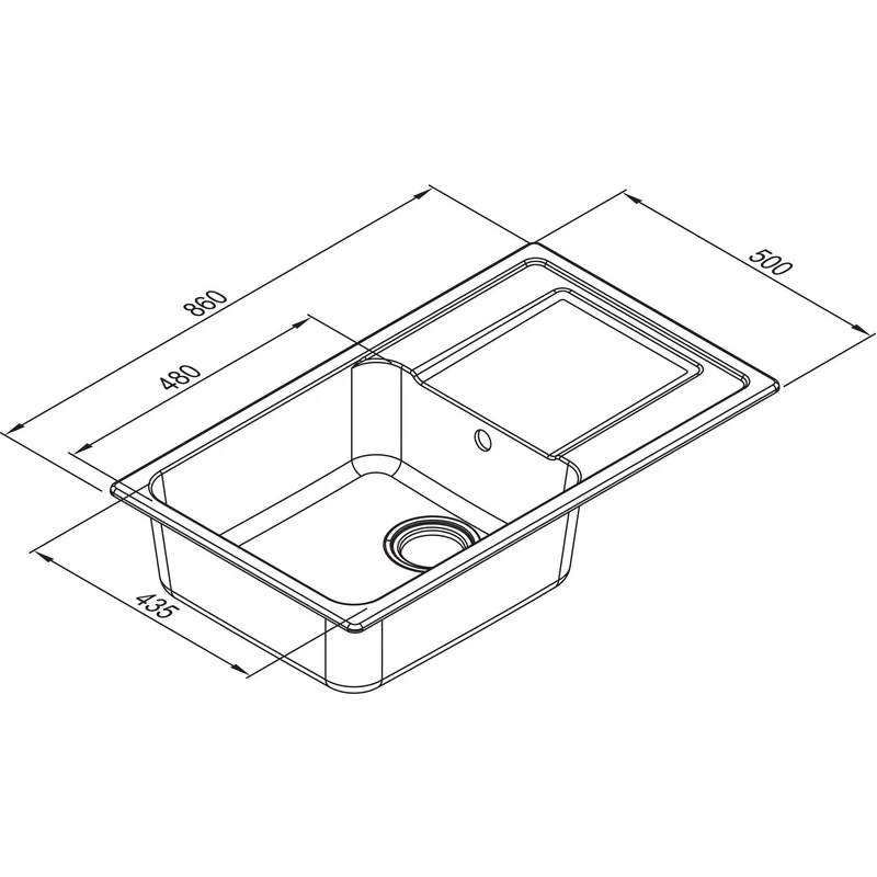 ELLECI: Einbauspüle Life 410, aus GRANITEK®, Schwarz 87674 86 cm