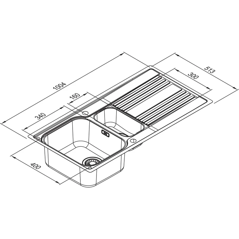 FRANKE: Einbauspüle Rapid RPX 251-100, Edelstahl, flächenbündiger Einbau möglich 87552 100,4 cm