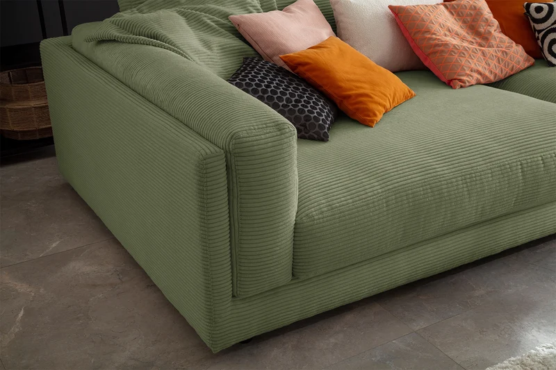 KAWOLA Big Sofa RAINA Cord olivgrün