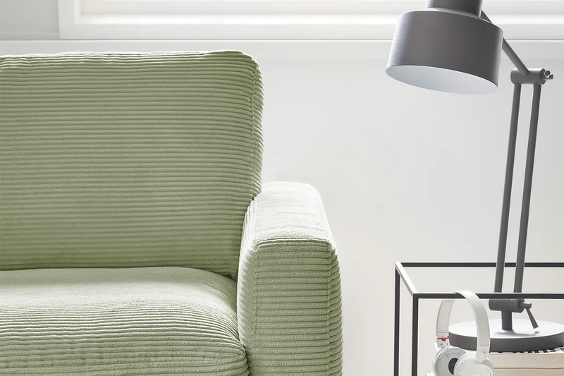 KAWOLA Ecksofa CARA Sofa Cord olivgrün