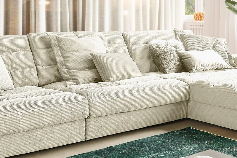 KAWOLA Sofa LANA XL Ecksofa Cord cremeweiß