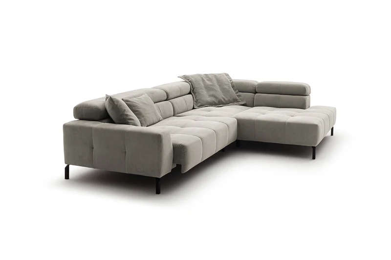 KAWOLA Sofa OHIO Ecksofa Feincord silber