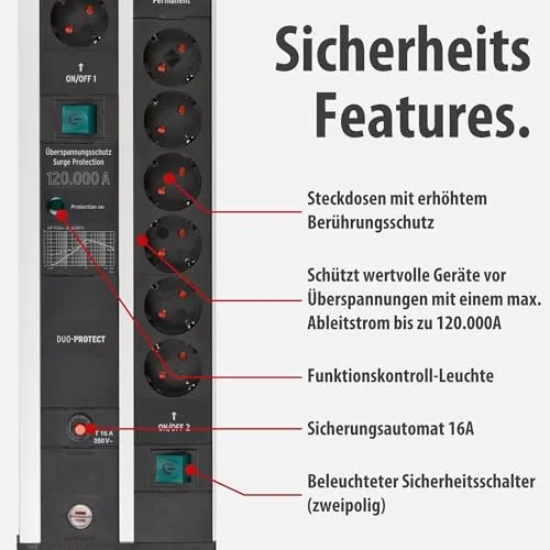 Brennenstuhl Premium-Protect-Line Gaming-Steckdosenleiste 14-Fach, 3m