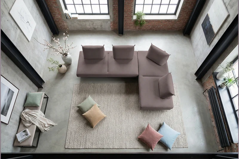 KAWOLA Ecksofa CANE Schlafsofa Daybed Stoff lila