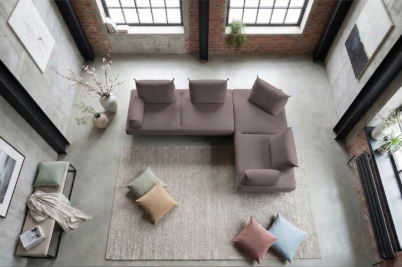 KAWOLA Ecksofa CANE Schlafsofa Daybed Stoff lila