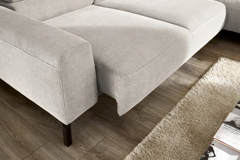 KAWOLA Sofa DELIA Ecksofa Feincord silber