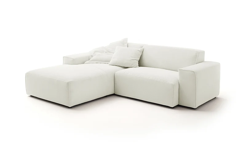 KAWOLA Sofa RANI Ecksofa Feincord weiß