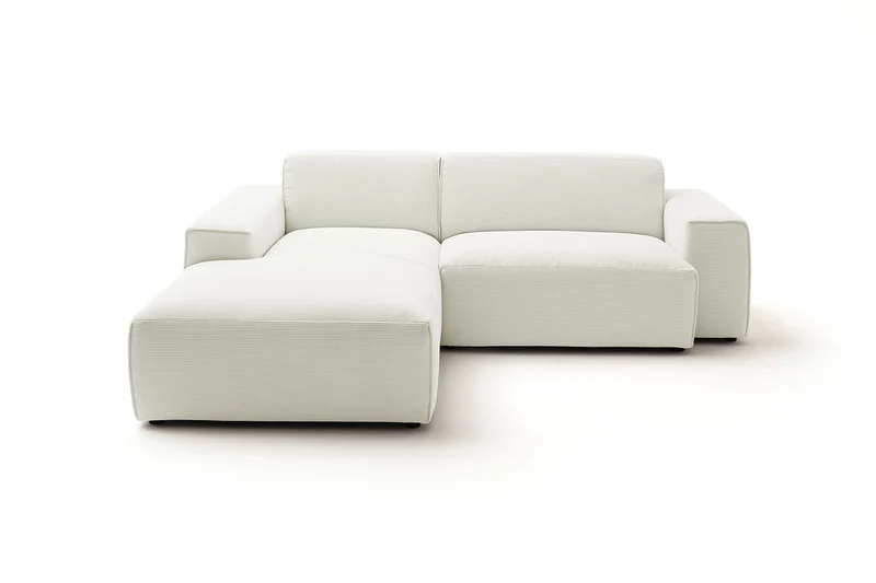 KAWOLA Sofa RANI Ecksofa Feincord weiß