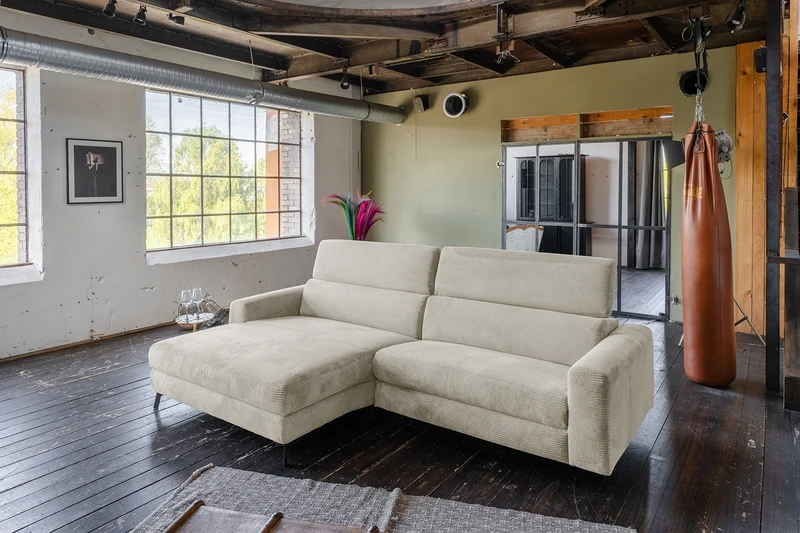 KAWOLA Sofa LAISKA Ecksofa Cord cremeweiß