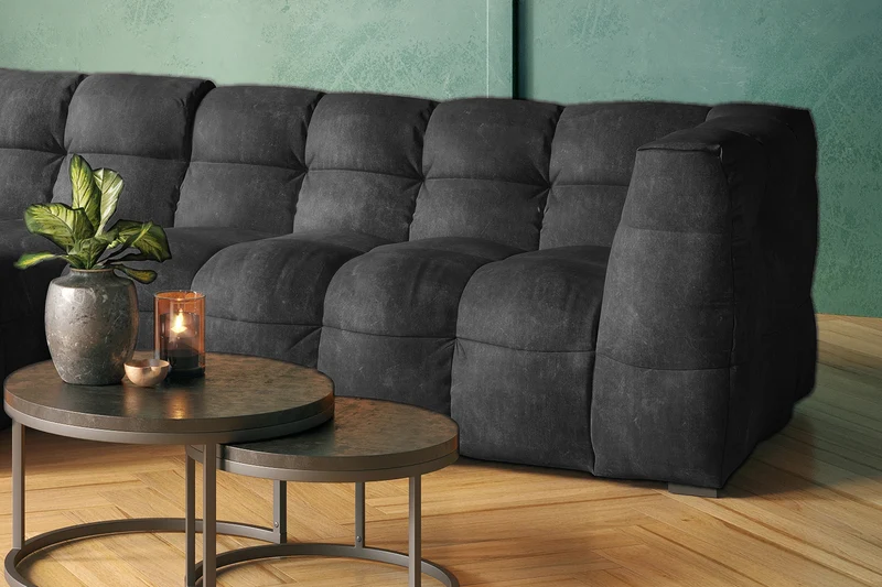 KAWOLA Sofa ROSARIO Ecksofa Velvet anthrazit