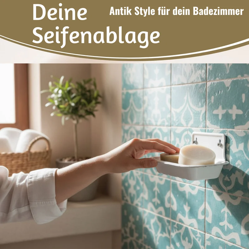 IB Laursen Seifenschale Emaille Weiß 16cm mit Ablauf Wandmontage Seifenhalter